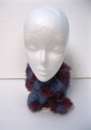 LADIES CUTE + CHIC + WARM MIXED DYED BLUE & RED REX SCARF - KU01 & KU02