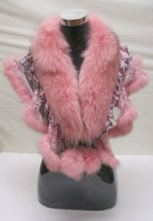 LADIES STUNNING CUTE DYED PINK FOX CAPE - WE0722 (sz F)