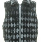 MENS DESIGN SHEARED BLACK MINK VEST REVERSIBLE TO LEATHER-67118(o) many sizes