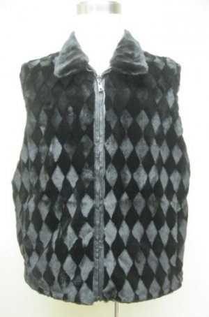 MENS DESIGN SHEARED BLACK MINK VEST REVERSIBLE TO LEATHER-67118(o) many sizes