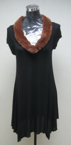 REX RABBIT ROUND "V" NECK COLLAR TRIM - CHOCOLATE COLOR