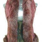 LADIES DYED BURGUNDY SHEARED REX VEST TRIM WITH FOX - HH33 (SIZE S)