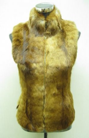 LADIES DYED BROWN REX VEST (HH27) SIZE F=S