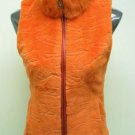 LADIES DYED ORANGE SHEARED REX VEST(HHO9) - SIZE F = S