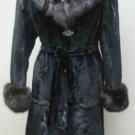 LADIES SHEARED BLK MINK LONG COAT TRIM WITH SABLE COLLAR-55664/6(size 40 & 42)