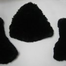 BABY DYED BLACK REX RABBIT KNIT HAT & STOCKINGS SET