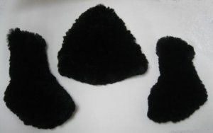BABY DYED BLACK REX RABBIT KNIT HAT & STOCKINGS SET