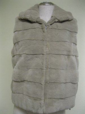 LADIES BEIGE PLUCKED MINK HORIZONTAL VEST -G38318(o)  SIZE M
