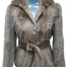 LADIES DYED FINLAND BROWN REX HOODIE JACKET - HF0704F(SZ F = M)