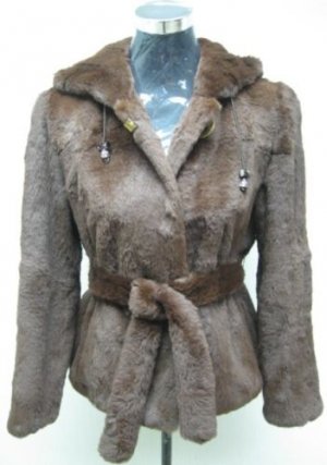 LADIES DYED FINLAND BROWN REX HOODIE JACKET - HF0704F(SZ F = M)