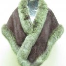 LADIES PURPLE SHEARED REX CAPE TRIM WITH FOX (WE0732) sz M