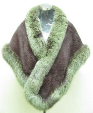 LADIES PURPLE SHEARED REX CAPE TRIM WITH FOX (WE0732) sz M