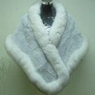 LADIES GREY SHEARED REX CAPE TRIM WITH FOX (WE0731) sz M