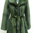 LADIES DYED GREEN REX JACKET TRIM WITH MINK SKIN (TS1367r) SZ 32=M
