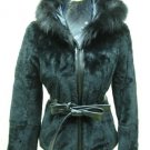 LADIES BLACK REX JACKET WITH FOX HOOD TRIM (TC-B4-02 )sz F=M