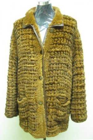 LADIES BROWN REX KNITTED JACKET(WN1033) Sz F = M