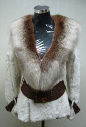 LADIES WHITE SHEARED LASER FINISH REX BOLERO(WE0736) M
