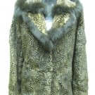 LADIES BROWN PRINTED REX JACKET  (HH - 47) SZ F = M