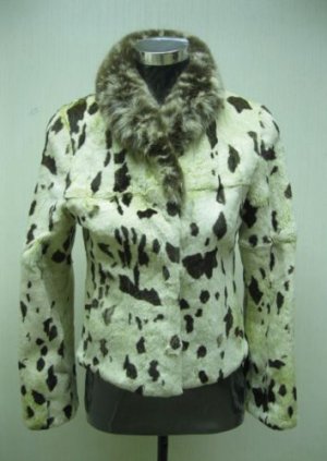 LADIES GREEN PRINTED RABBIT JACKET (HH51 ) SZ F=S