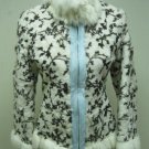 LADIES WHITE/BROWN PRINTED RABBIT JACKET (HH53 ) SZ F=S