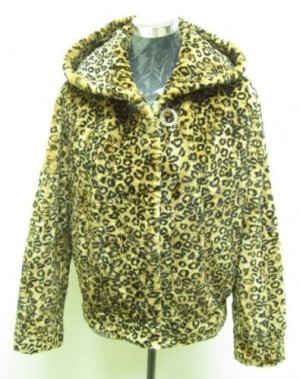 LADIES PRINTED BROWN REX HOODIE JACKET (HH52) SIZE F=M