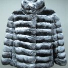 LADIES STUNNING NAT CANADIAN CHINCHILLA HORIZONTAL BOLERO-67188 (SIZE L)