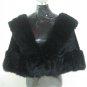 LADIES CLASSIC BLACK MINK CAPE TRIM WITH MATCHING COL OPOSSUM FUR-65251 (SZ F)