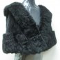 LADIES CLASSIC BLACK MINK CAPE TRIM WITH MATCHING COL OPOSSUM FUR-65251 (SZ F)