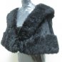 LADIES CLASSIC BLACK MINK CAPE TRIM WITH MATCHING COL OPOSSUM FUR-65251 (SZ F)