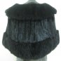 LADIES CLASSIC BLACK MINK CAPE TRIM WITH MATCHING COL OPOSSUM FUR-65251 (SZ F)