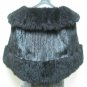 LADIES CLASSIC BLACK MINK CAPE TRIM WITH MATCHING COL OPOSSUM FUR-65251 (SZ F)