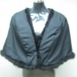 LADIES CLASSIC BLACK MINK CAPE TRIM WITH MATCHING COL OPOSSUM FUR-65251 (SZ F)