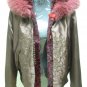 LADIES DYED WINE PRINTED RABBIT JACKET (HH06 ) SZ F=M