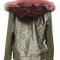 LADIES DYED WINE PRINTED RABBIT JACKET (HH06 ) SZ F=M