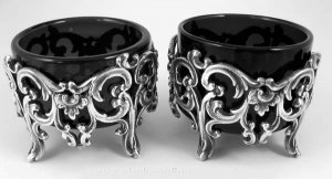 Antique Victorian Pierced Silver Plated Salts