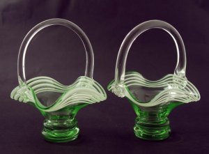 Victorian Style Studio Art Glass Baskets