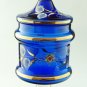 Victorian Style Hand Painted Blue Glass Jar