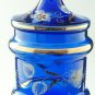 Victorian Style Hand Painted Blue Glass Jar