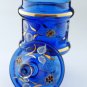 Victorian Style Hand Painted Blue Glass Jar