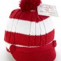 Mud Pie Red/White Cable Knit Button Cap 0-6M