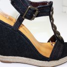 Platforms High Heel Sandals Wedge Denim Open Toe  Shoes