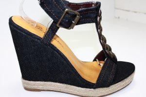 Platforms High Heel Sandals Wedge Denim Open Toe  Shoes