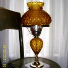 Vintage Fenton Amber Glass Quilted Diamond Student Lamp
