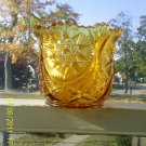 Vintage Amber Glass Yutec Pattern Open Sugar Bowl by Kemple Glass