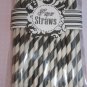 24 Black Striped Paper Straws Birthday Wedding Shower party Supplies