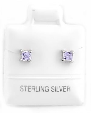 STERLING SILVER JUNE BIRTHSTONE CZ CHILD POST EARRINGS 3mm