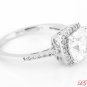 STERLING SILVER CUSHION CUT CZ ENGAGEMENT RING SZ 7