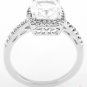 STERLING SILVER CUSHION CUT CZ ENGAGEMENT RING SZ 7