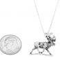 STERLING SILVER WALKING MOOSE / ELK CHARM WITH 18 inch BOX CHAIN NECKLACE