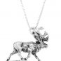 STERLING SILVER WALKING MOOSE / ELK CHARM WITH 18 inch BOX CHAIN NECKLACE